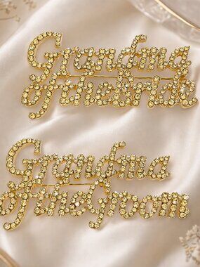 Rhinestone Pin Set - Grandma of the Bride & Grandma of the Groom - Gold